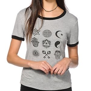 Multi Print Ringer T-Shirt